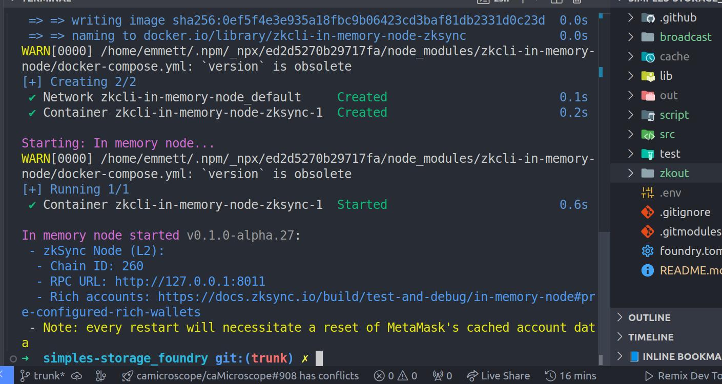 zksync deployement success