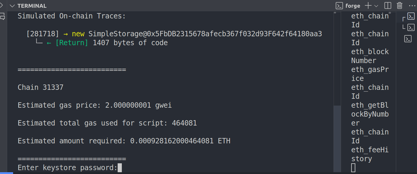 demo on terminal - to input password