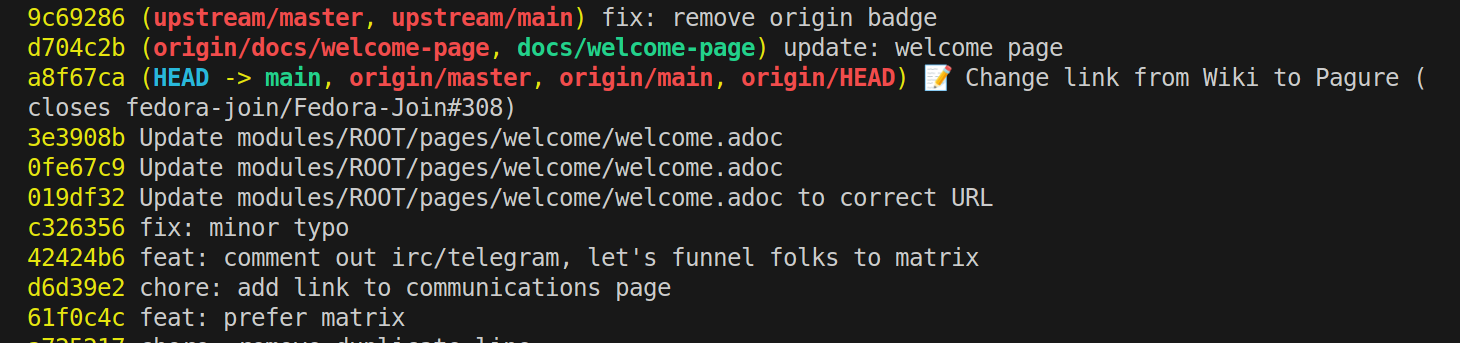 git log status on terminal